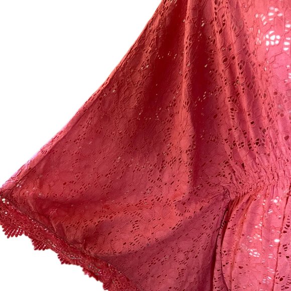 Passion Concepts Orange Lace Bat-wing Sleeves, Scoop neck Top Size Large - Picture 4 of 8